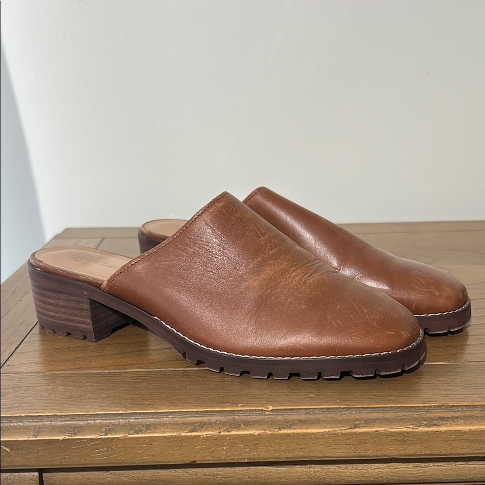 Women's Brown Leather Mules Madewell